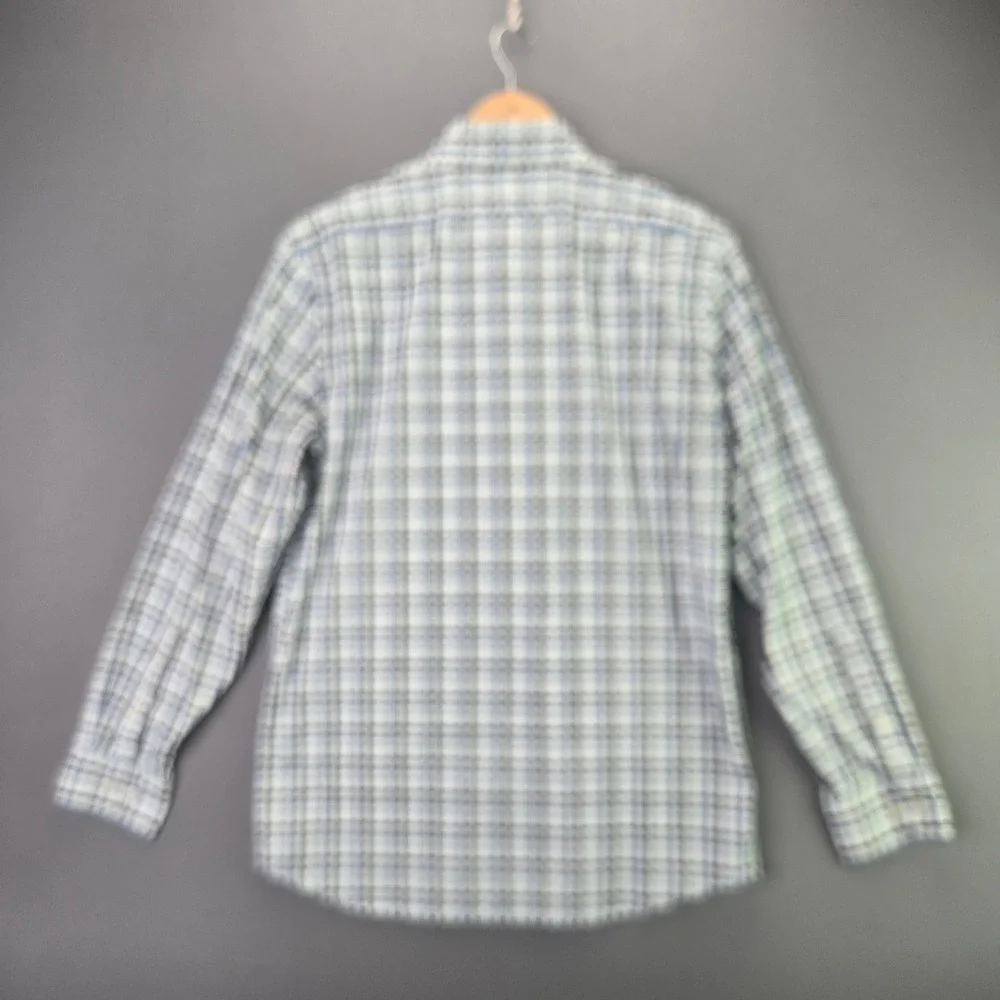 Banana Republic Shirt Mens M Blue Plaid Slim Fit Wrinkle Resistant Button Up LS